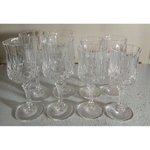 Set of 8 Longchamp cut crystal wine glasses